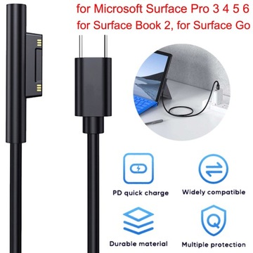 dla Microsoft Surface Pro 3 4 5 6 kabeldo ładowa