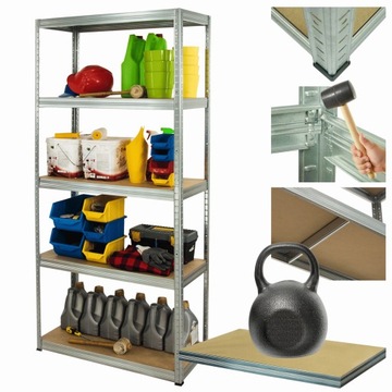 Regał metalowy magazynowy stojak ocynk HELIOS 180x75x50cm 5Px175kg TRWAŁY