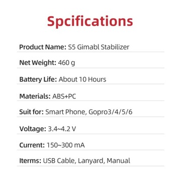 S5 3-osiowy stabilizator gimbala Nagrywanie wideo