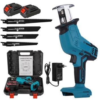 МОЩНАЯ ЭЛЕКТРИЧЕСКАЯ ПИЛА 21 В 2000 мАч С НАБОРОМ ИЗ 4 ПИЛОВЫХ ПОЛОТНИЙ