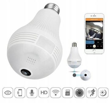 IP-КАМЕРА МОНИТОРИНГА WiFi В СВЕТОДИОДНОЙ ЛАМПОЧКЕ 360° АУДИО