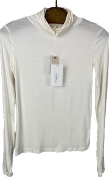 Golfik damski cienki ecru rayon gładki basic PINK REPUBLIC r. S