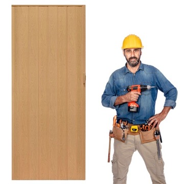 DRZWI HARMONIJKOWE WEWNĘTRZNE SKŁADANE/ŁAMANE JASNY DĄB 90CM