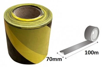 TAŚMA OSTRZEGAWCZA 70mm/100m żółto-czarna7cm wygrodzeniowa oznaczeniowa