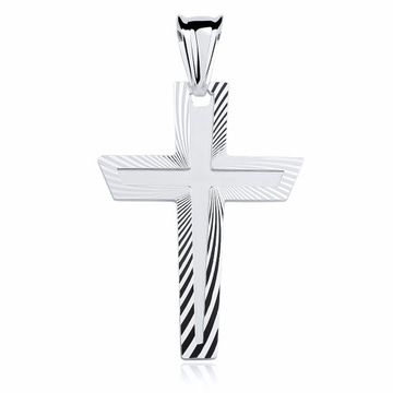 DUŻY SREBRNY WISIOREK KRZYŻ KRZYŻYK DIAMENTOWANY