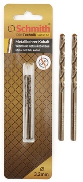 WIERTŁO DO METALU KOBALTOWE 3,8mm 2szt ZESTAW DO STALI ŻELIWA SCHMITH