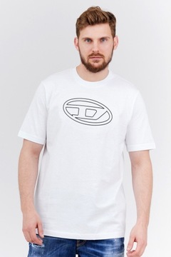 DIESEL Biały t-shirt męski z wytłaczanym logo r M