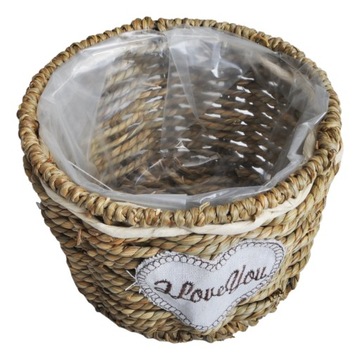 OSŁONKA DONICZKA PLECIONA Z TRAWY MORSKIEJ Z FOLIĄ BOHO SKANDI 16x12