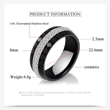 Luksusowy pierścionek ceramiczny na ślub i zaręczyny Modne damskie