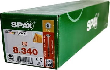 Wkręty do konstrukcji drewnianych 8x340mm SPAX WIROX główka TALERZOWA 50szt