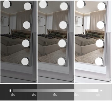 Белое стоячее зеркало с макияжем