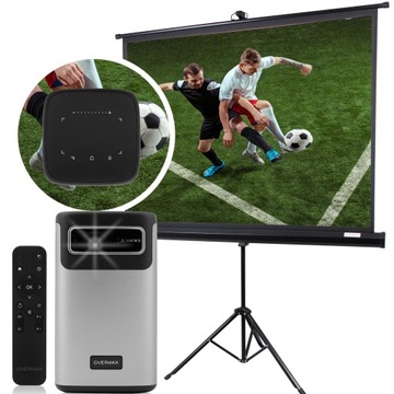 Przenośny Rzutnik 4K 9.0 200” PILOT ETUI STATYW + EKRAN PROJEKCYJNY 60