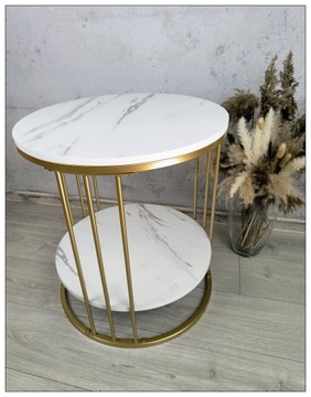 LOFT Glamour GOLDEN Белый МРАМОР журнальный столик, 51 см, устойчивый
