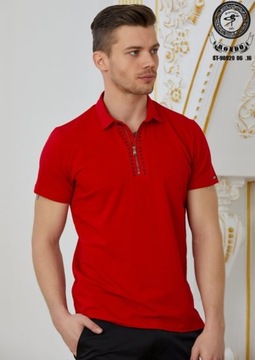 MONDO Premium Koszulka polo męska red suwak XL