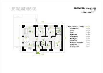 Проект дома Pióro Architekci-21 Зеркальная версия
