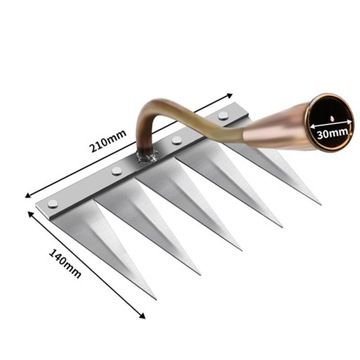Narzędzie do usuwania chwastów Ostra motyka do wyrównywania trawnika z 5 zębami miedzianymi