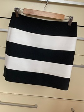 36 S Zara spódnica mini pasy paski biało czarne