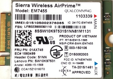 LTE 4G-модем EM7455 Lenovo Sierra AirPrime 01AX748