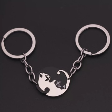 Брелок Инь Ян 2 Коты любят партнерство Пара набор