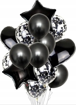Balony serca gwiazdki urodziny bal konfetti 14szt