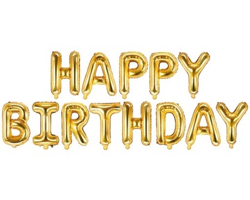 BALONY napis HAPPY BIRTHDAY złote girlanda na urodziny 35 cm x 340 cm