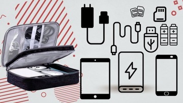 TORBA ORGANIZER NA KABLE ŁADOWARKI PODRÓŻ PRACY POJEMNA 5 RZEPÓW GRATIS XL