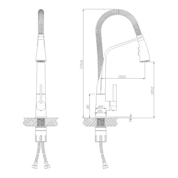 Смеситель для кухни Sapho ARLA с выдвижным изливом chr