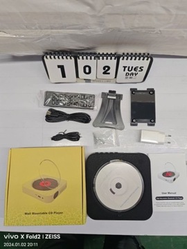 PRZENOŚNY ODTWARZACZ CD GŁOŚNIK BLUETOOTH NAŚCIENNY RADIO FM CZARNY