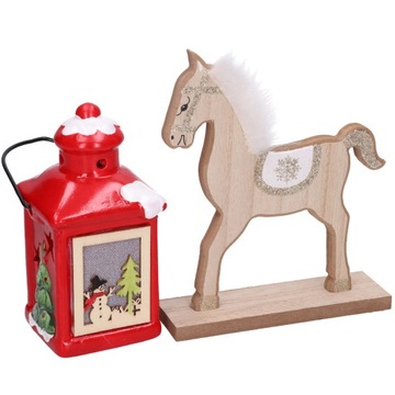 ЛОШАДЬ ДЕРЕВЯННАЯ ЛОШАДЬ С БЛЕСКНЫМ МЕХОМ РОЖДЕСТВЕНСКАЯ ФИГУРКА ДЛЯ ДЕКОРОВ