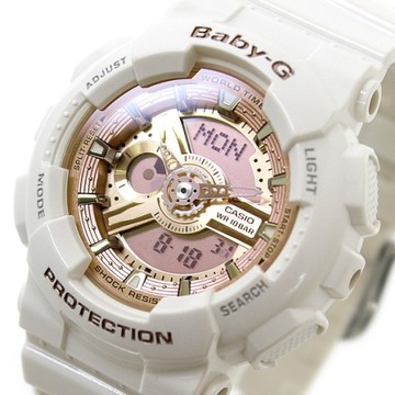 SPORTOWY ZEGAREK CASIO BABY-G BA-110-7A1 BIAŁY MODNY DLA DZIEWCZYNY WR100