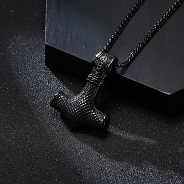 БОЛЬШОЙ ЧЕРНЫЙ КУЛОН «МОЛОТ ТОРА» ПОДАРОК ​​ВИКИНГОВ