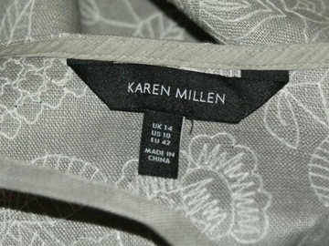 Karen Millen 100% LEN lniany top damski HAFTY 42