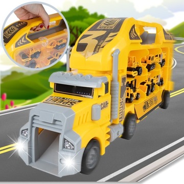 ОГРОМНЫЙ ГРУЗОВИК ЭВАКУАТОР 45 СМ КОНСТРУКЦИЯ ПРУЖИНЫ С ЛАунчером АВТОМОБИЛИ XXL ГРУЗОВИК