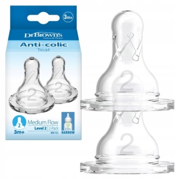 DR BROWN'S SMOCZKI DO BUTELEK POZIOM 2 WĄSKIE 3M+ STANDARD 2SZT