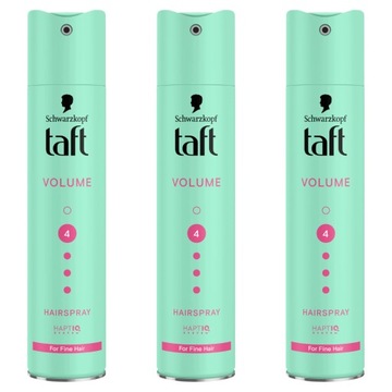 Taft Volume 4 lakier do włosów objętość 3x250ml