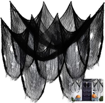 Huryfox Halloween przerażająca tkanina dekoracje na zewnątrz - 457 x 76 cm,
