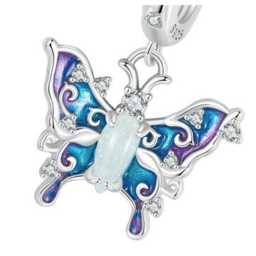 Charms Zawieszka Charms Fluorescencyjny Motyl 925 Charmsy Trusky
