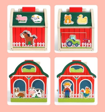 ДЕРЕВЯННЫЙ СОРТИРОВЩИК ФЕРМА ОБРАЗОВАТЕЛЬНЫЙ КУБИК ЖИВОТНЫЕ