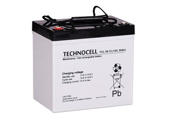 AKUMULATOR BATERIA AGM TECHNOCELL TCL 12V 55Ah TCL55 TCL55AH 55AH-12V UPS