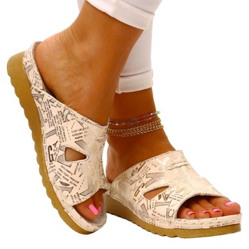 DAMSKIE KLAPKI WYGODNE WK. SKÓRA BUTY MODNE SZYTE LEKKIE