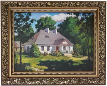 OBRAZ 40x50 WIDOK KRAJOBRAZ ZDOBIONA ZŁOTA RAMA