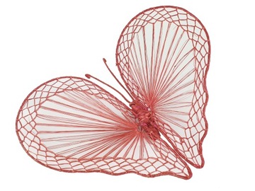 MOTYL śliczny MOTYLEK abaca do powieszenia serce na firankę 20 cm czerwony
