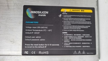 BITCOIN CRYPTOCURRENCY DIGGER INNOSILICON T2TH 30T ХОРОШЕЕ СОСТОЯНИЕ WARR.