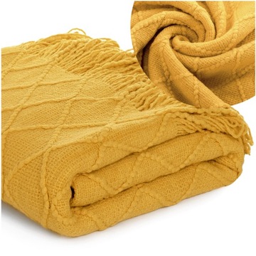 Koc 127x152 Ciepły Pleciony Pled Bawełniano-Akrylowy