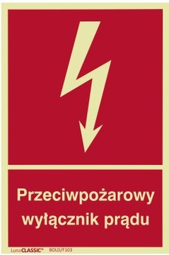 PRZECIWPOŻAROWY WYŁĄCZNIK PRĄDU F103 100X150