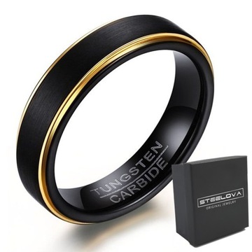 CZARNO ZŁOTA OBRĄCZKA WOLFRAM OBRĄCZKI ŚLUBNE r.15