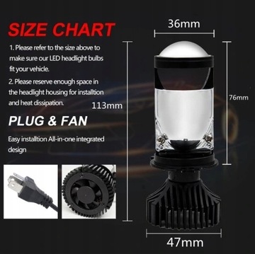 Светодиодные линзы для проектора H4 Лампы Bi-LED 6500K