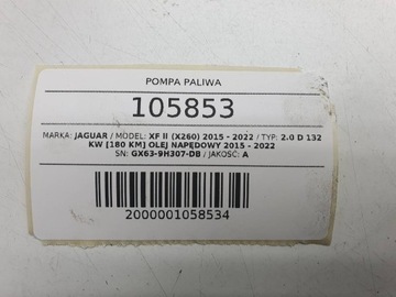 ČERPADLO PALIVA GX63-9H307-DB JAGUAR XF II 2019 2.0 D