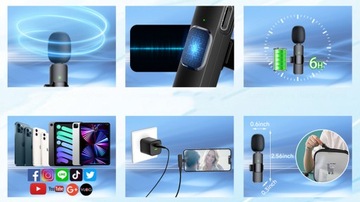 2 БЕСПРОВОДНЫХ МИКРОФОНА + ПРИЕМНИК USB-C + АДАПТЕР ДЛЯ IPHONE