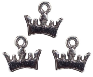 s14 ZAWIESZKI CHARMS KORONY 8szt KORONA METALOWE
